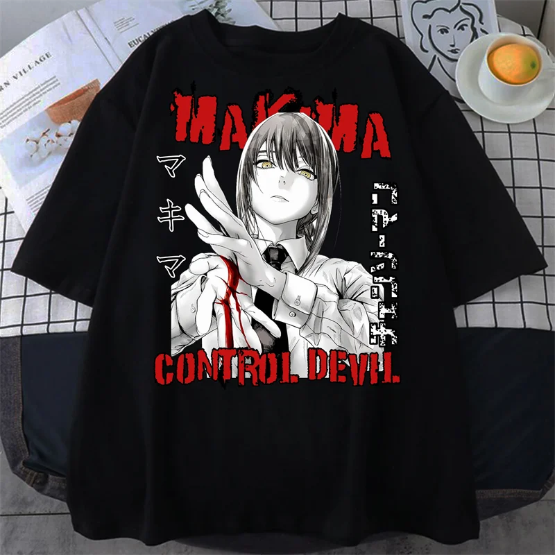 Chainsaw Man Makima Eyes Oversized Shirt Kawaii Anime T-shirts Clothes Japanese Manga Chainsaw Man Makima Tshirt for Men Unisex