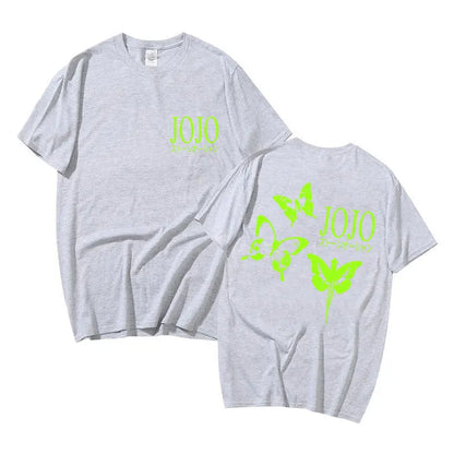 Anime JoJo Bizarre Adventure Stone Ocean Graphic Tee Shirt Men Women Manga Harajuku Tshirt Unisex Green Butterfly Graphic Tees