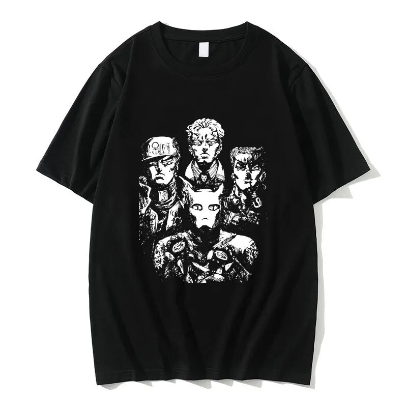 Manga Loose T-shirts Male Japan Anime Jojo Bizarre Adventure T-shirt Jotaro Star Platinum Print Tshirt Men Women Fashion Tees