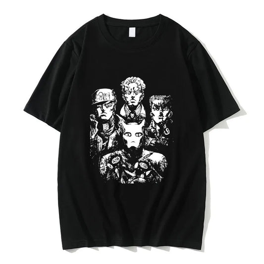 Manga Loose T-shirts Male Japan Anime Jojo Bizarre Adventure T-shirt Jotaro Star Platinum Print Tshirt Men Women Fashion Tees