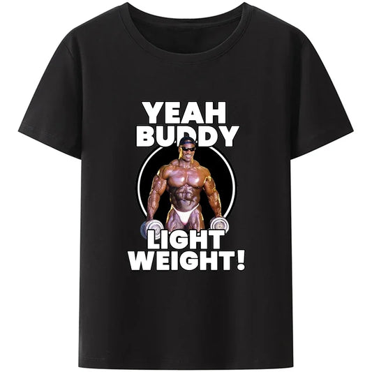 Ronnie Coleman Modal Tee Yeah Buddy Lightweigh GYM Muscle Training Graphic T Shirt Men Short-sleev Cotton Breathable Tee Tops